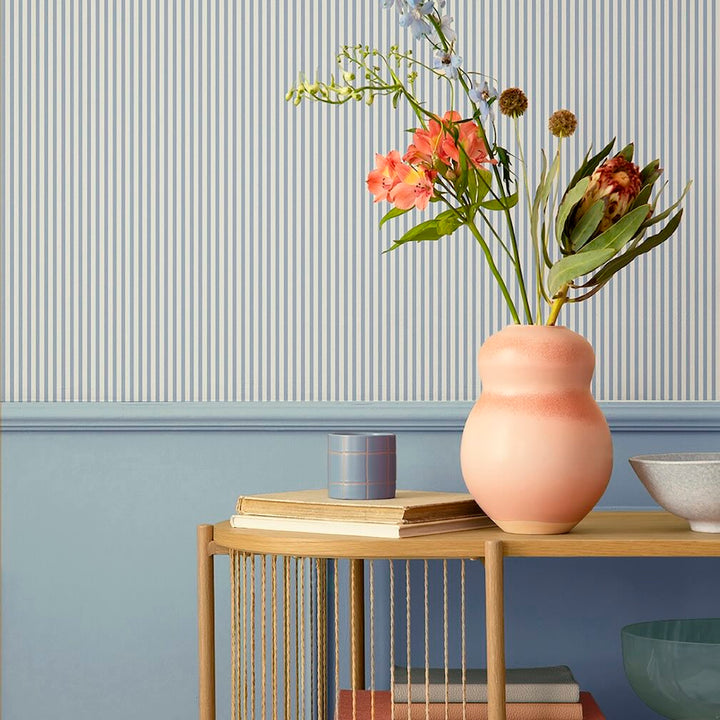 Belmont House Veranda Stripe Blue Wallpaper