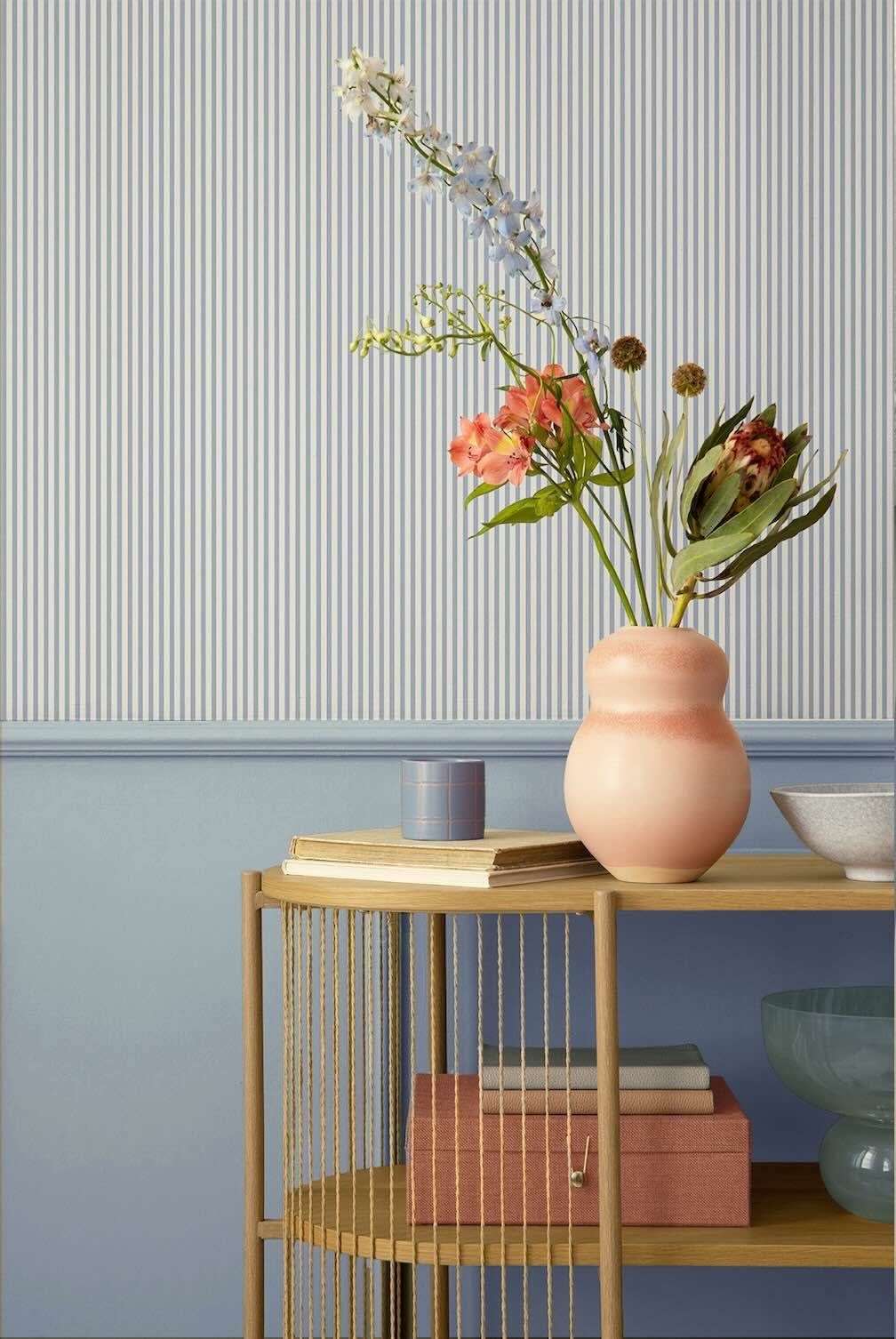 Belmont House Veranda Stripe Blue Wallpaper