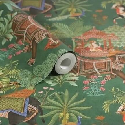 Bathroom Animal Wallpaper Collection - Esselle emperors garden elephant design wallpaper roll