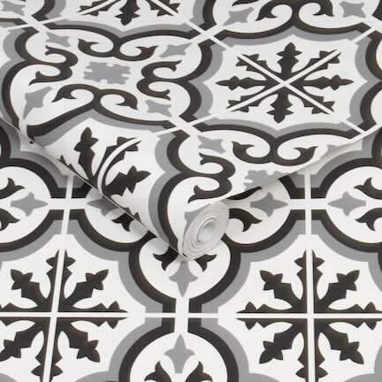 Bathroom Tile Effect Wallpaper Collection - Grecian Tile Wallpaper Roll