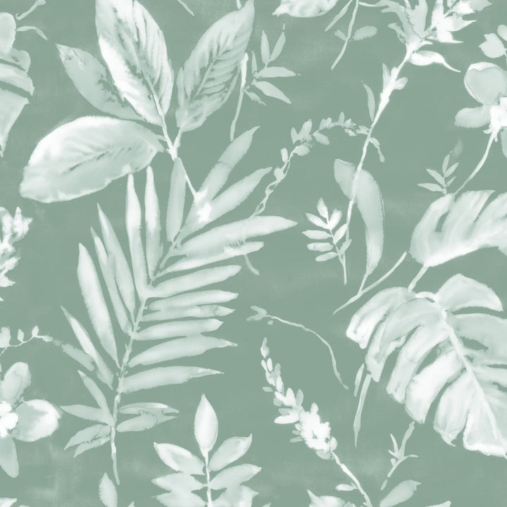 Muriva Tane Leaf Green Wallpaper