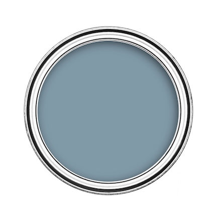 Click to view blue paint colour range for interior and exterior surfaces - Birds eye view of blue emulsion paint in tin