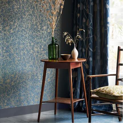 Living Room Metallic Wallpaper Collection - Clarissa Hulse Metallic wallpaper in living room setting