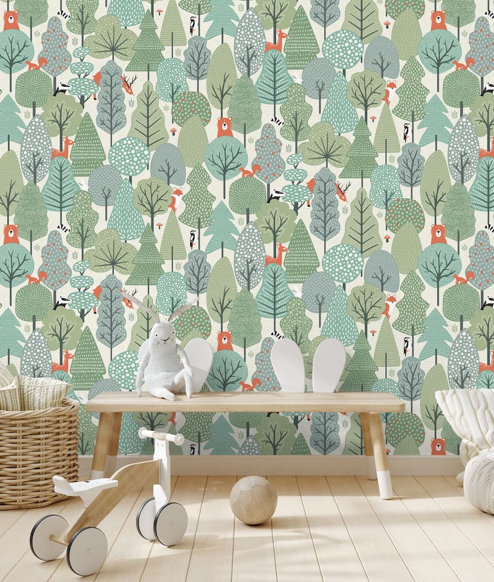Muriva My Kingdom Wild Wood Green Wallpaper