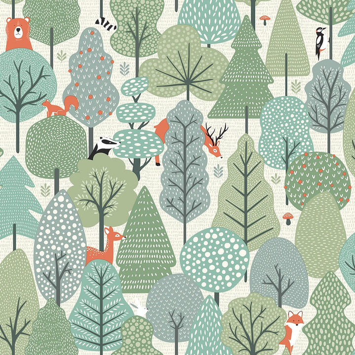 Muriva My Kingdom Wild Wood Green Wallpaper