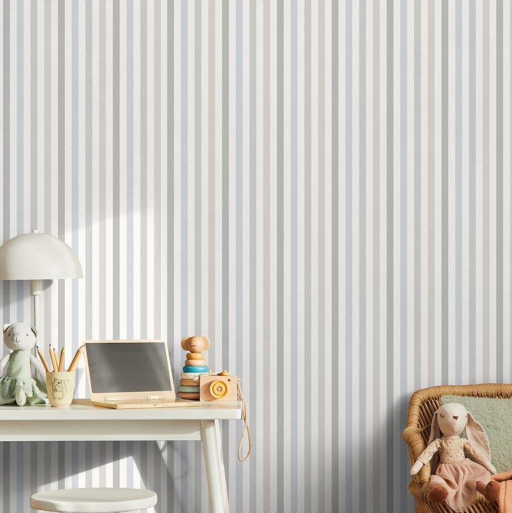 Muriva Sweet Dreams Seaside Stripe Grey Wallpaper