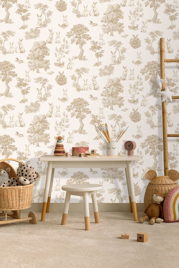 Muriva Sweet Dreams Bunny Toile Cream Wallpaper