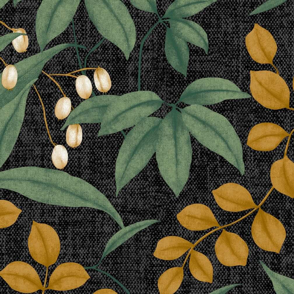 Superfresco Easy Persephone Charcoal & Ochre Wallpaper