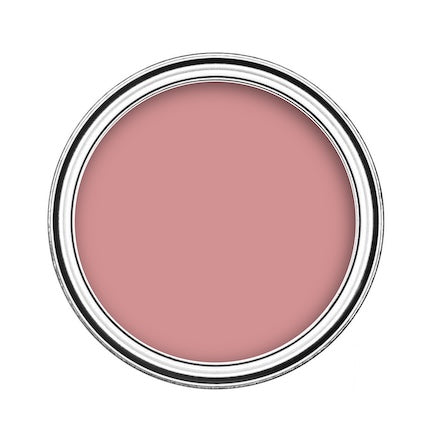 Click to view pink paint colour range for interior and exterior surfaces - Birds eye view of pink emulsion paint in tin