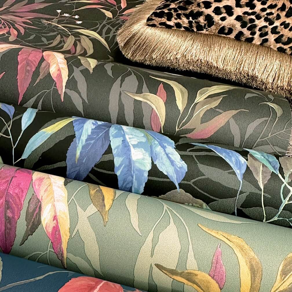 Belgravia Kanata Leaf Pink Sage Wallpaper