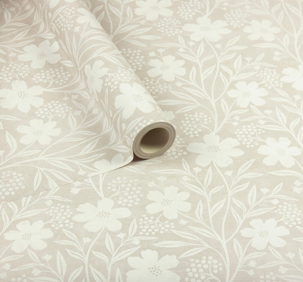 Arthouse Berry Floral Neutral Wallpaper