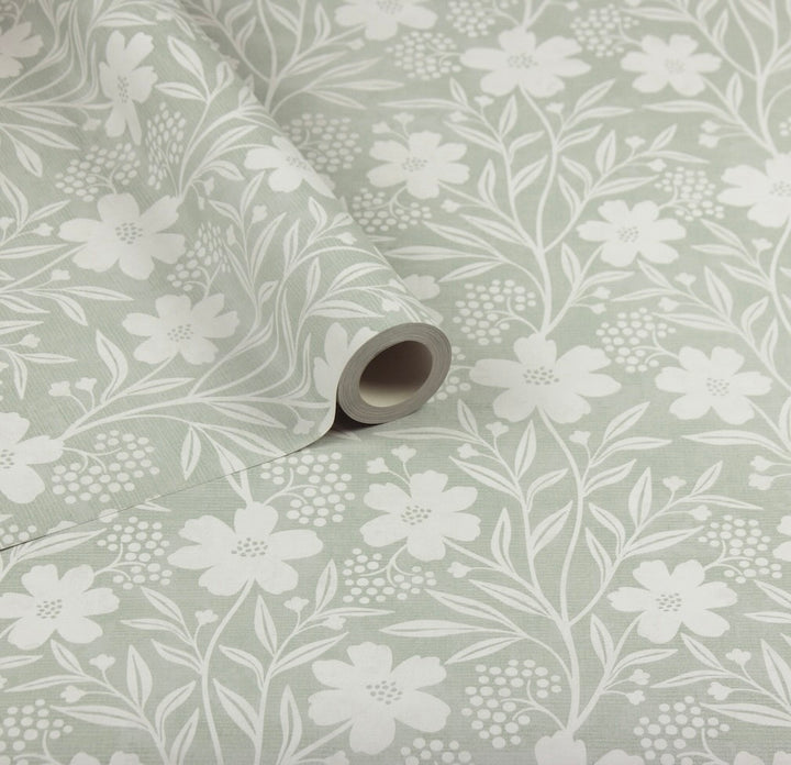 Arthouse Berry Floral Sage Wallpaper