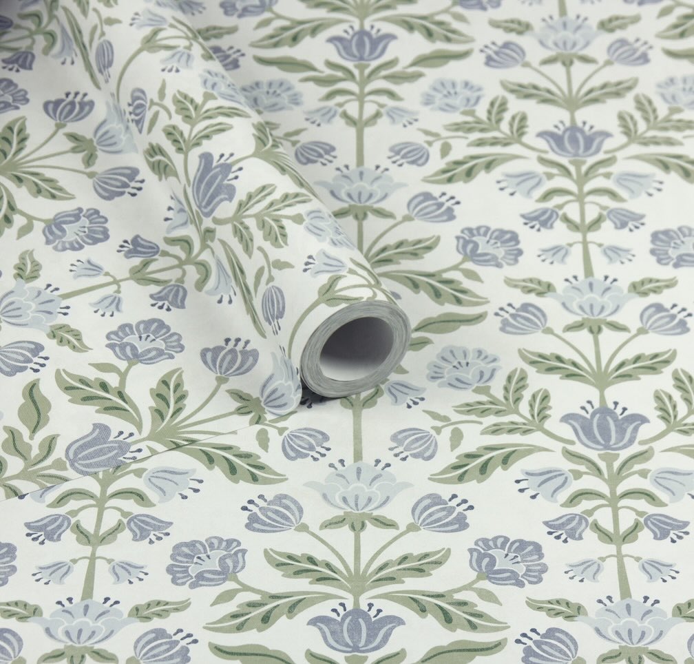 Arthouse Modern Floral Damask Blue/Green Wallpaper