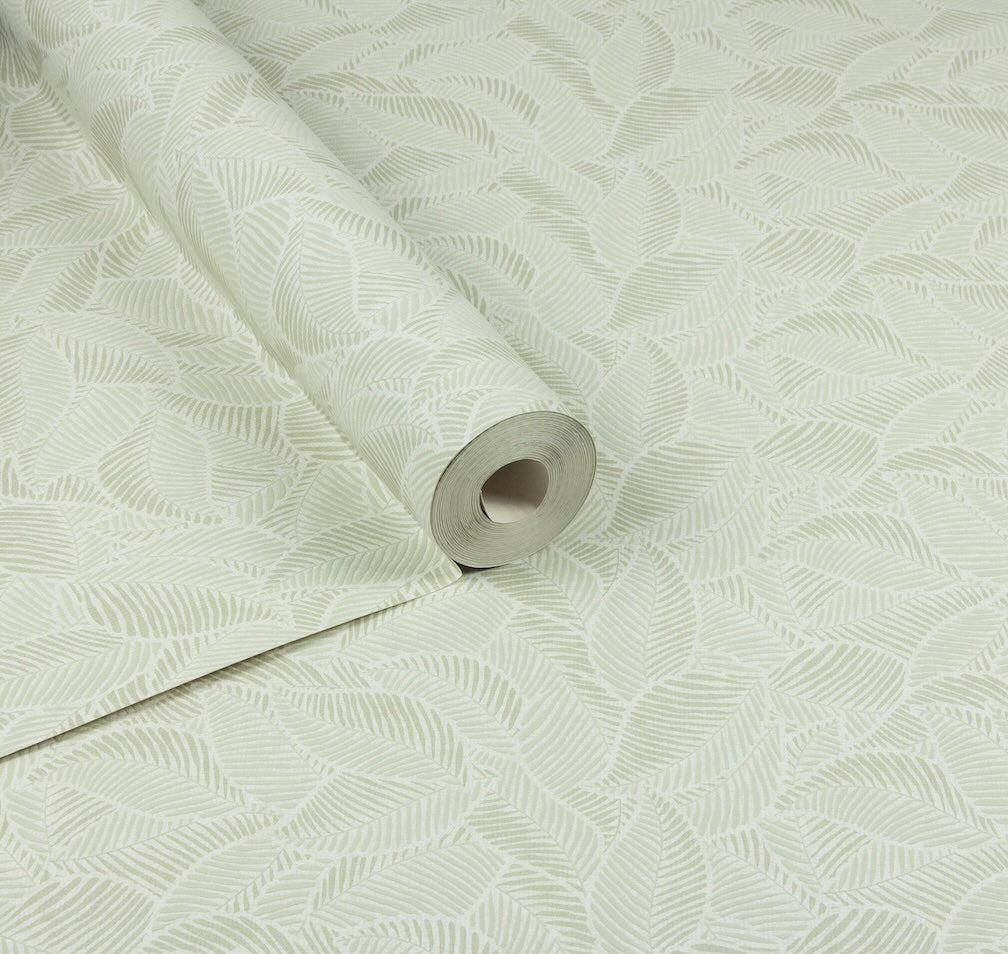 Arthouse Leaf Print Sage Wallpaper