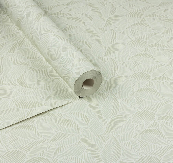 Arthouse Leaf Print Sage Wallpaper