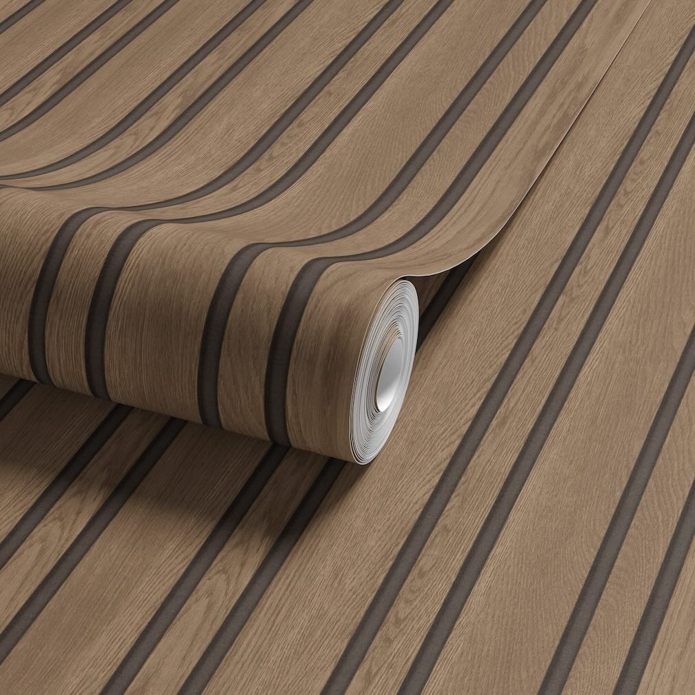 Arthouse Pinstripe Wood Slats Brown Wallpaper