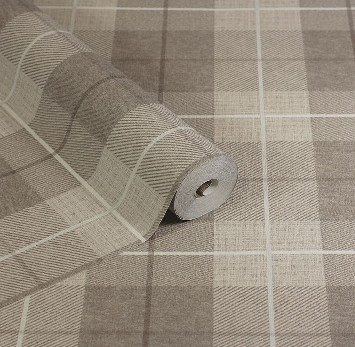 Arthouse Country Tartan Taupe Wallpaper