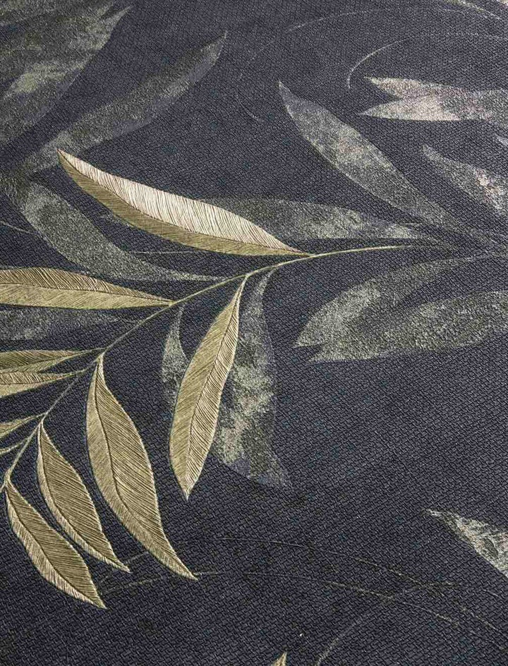 Arthouse Luxury Leaf Navy Champagne Wallpaper