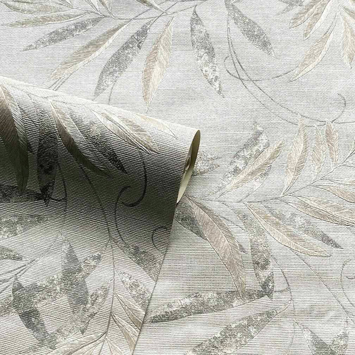Arthouse Luxury Leaf Soft Silver Wallpaper
