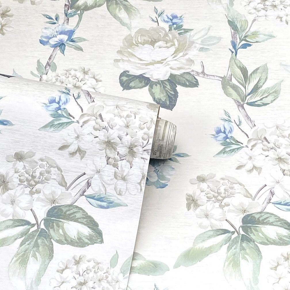Arthouse Keeka Floral Blue Cream Wallpaper