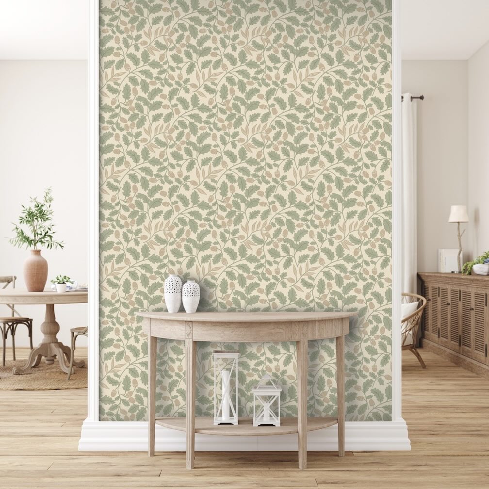 Arthouse Acorn Trail Sage Wallpaper