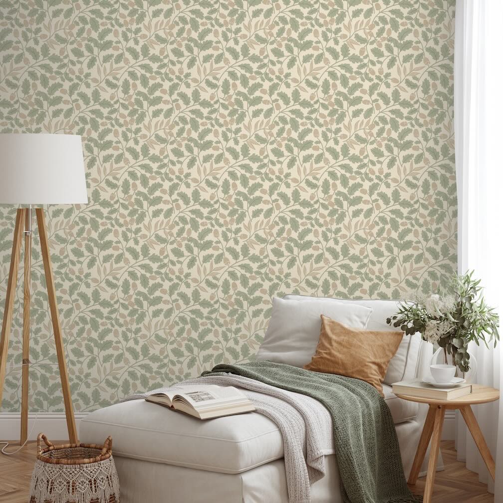 Arthouse Acorn Trail Sage Wallpaper