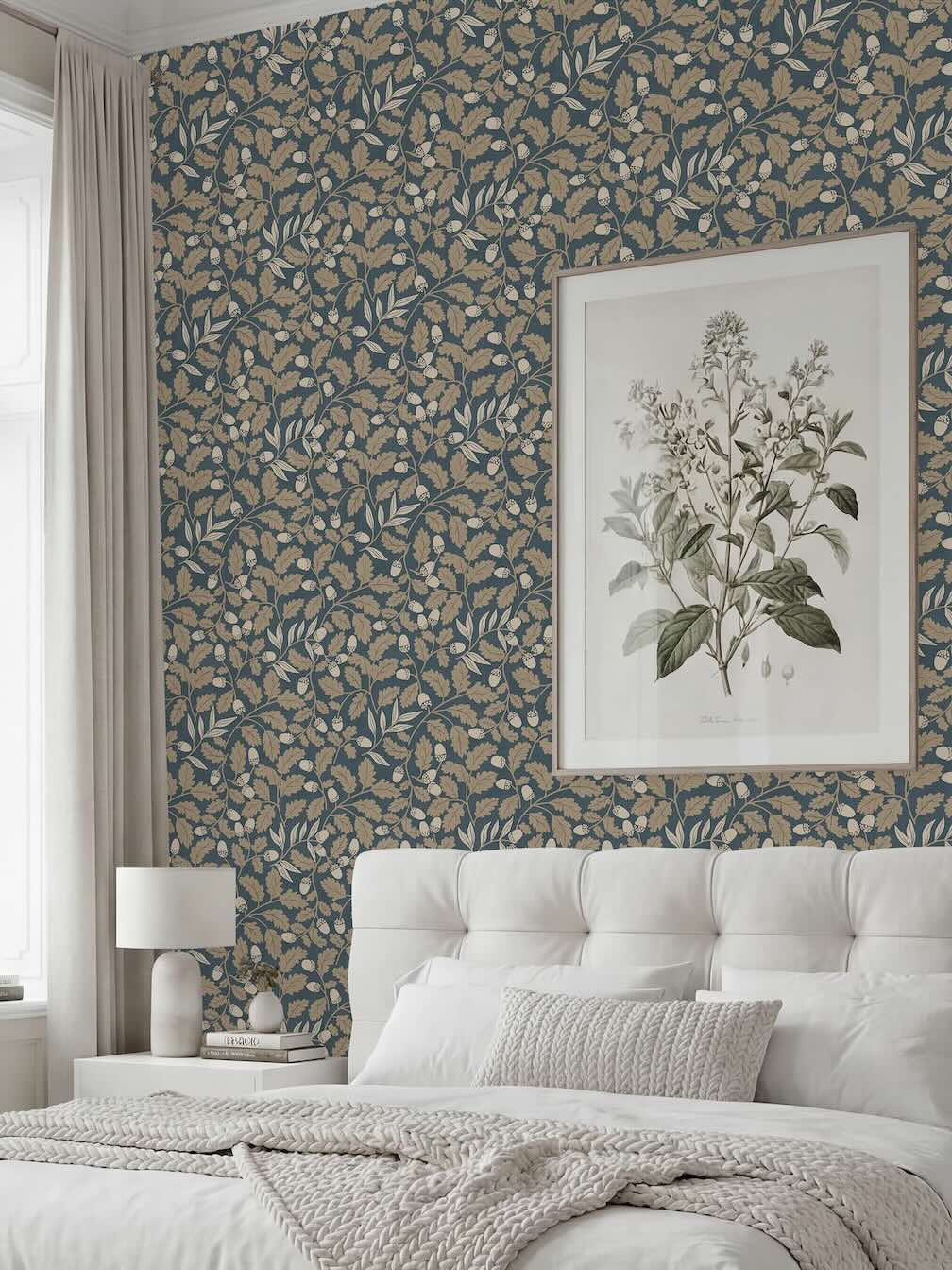Arthouse Acorn Trail Navy Wallpaper