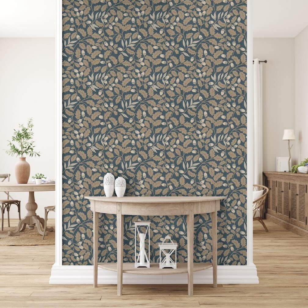 Arthouse Acorn Trail Navy Wallpaper