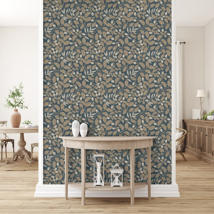 Arthouse Acorn Trail Navy Wallpaper