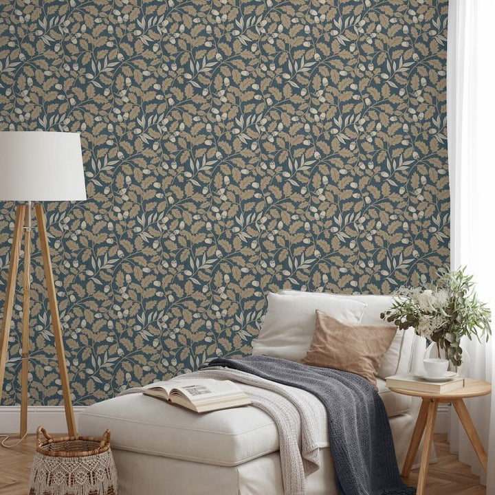 Arthouse Acorn Trail Navy Wallpaper