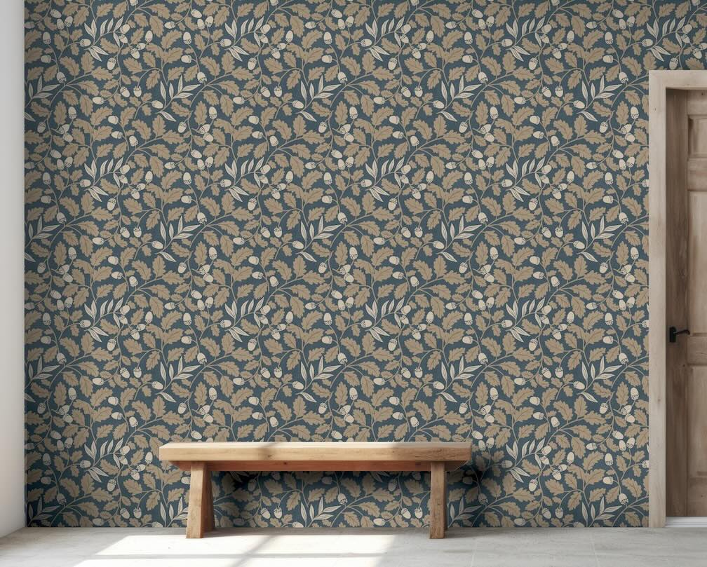 Arthouse Acorn Trail Navy Wallpaper
