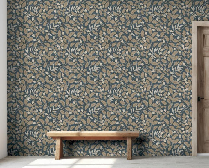 Arthouse Acorn Trail Navy Wallpaper