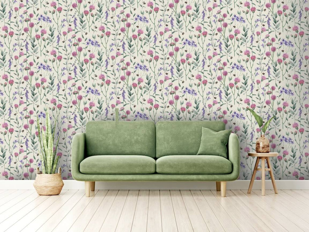 Arthouse Bumblebee Meadow Neutral Wallpaper
