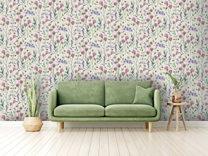 Arthouse Bumblebee Meadow Neutral Wallpaper