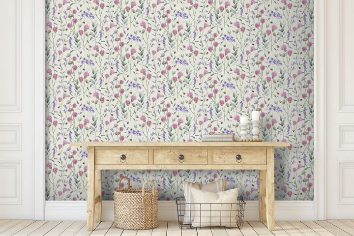 Arthouse Bumblebee Meadow Neutral Wallpaper