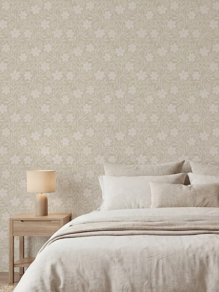 Arthouse Berry Floral Neutral Wallpaper