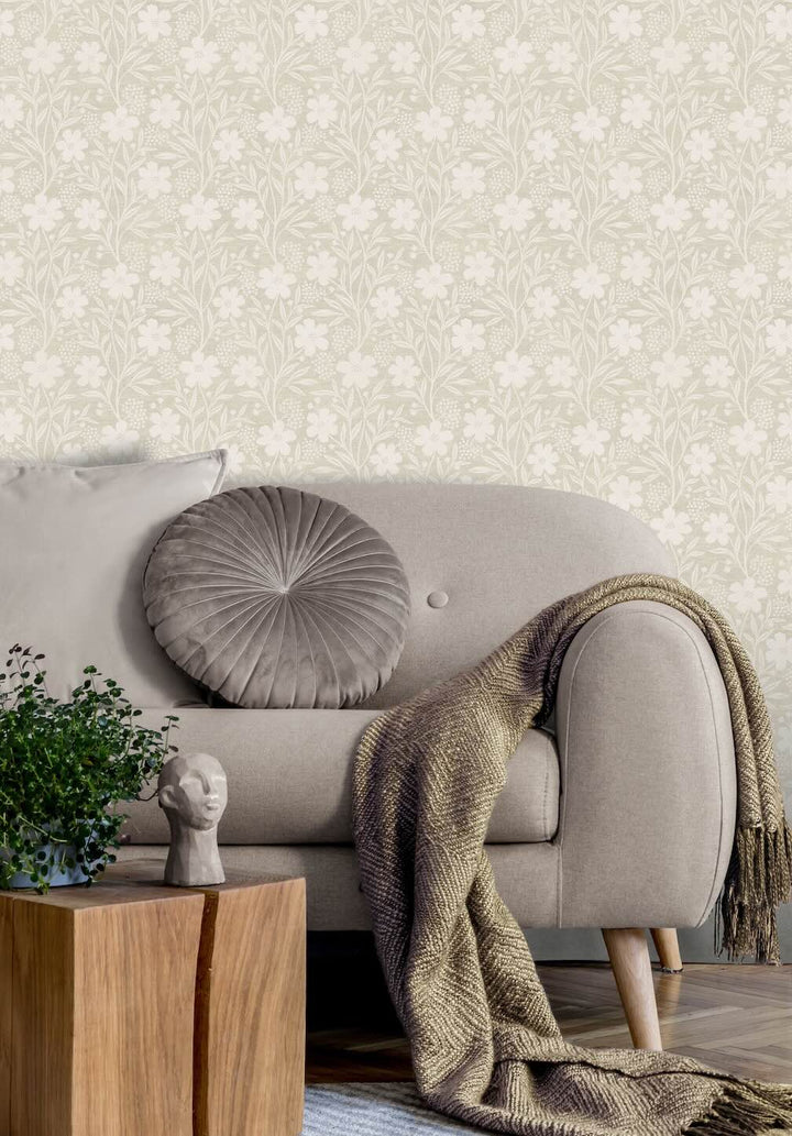 Arthouse Berry Floral Neutral Wallpaper