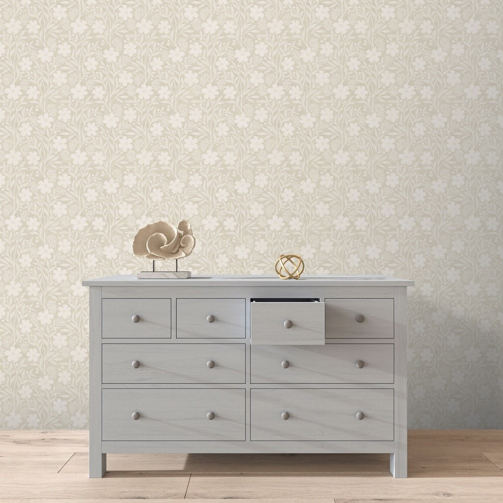 Arthouse Berry Floral Neutral Wallpaper