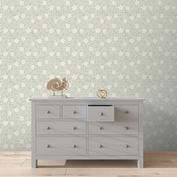 Arthouse Berry Floral Sage Wallpaper