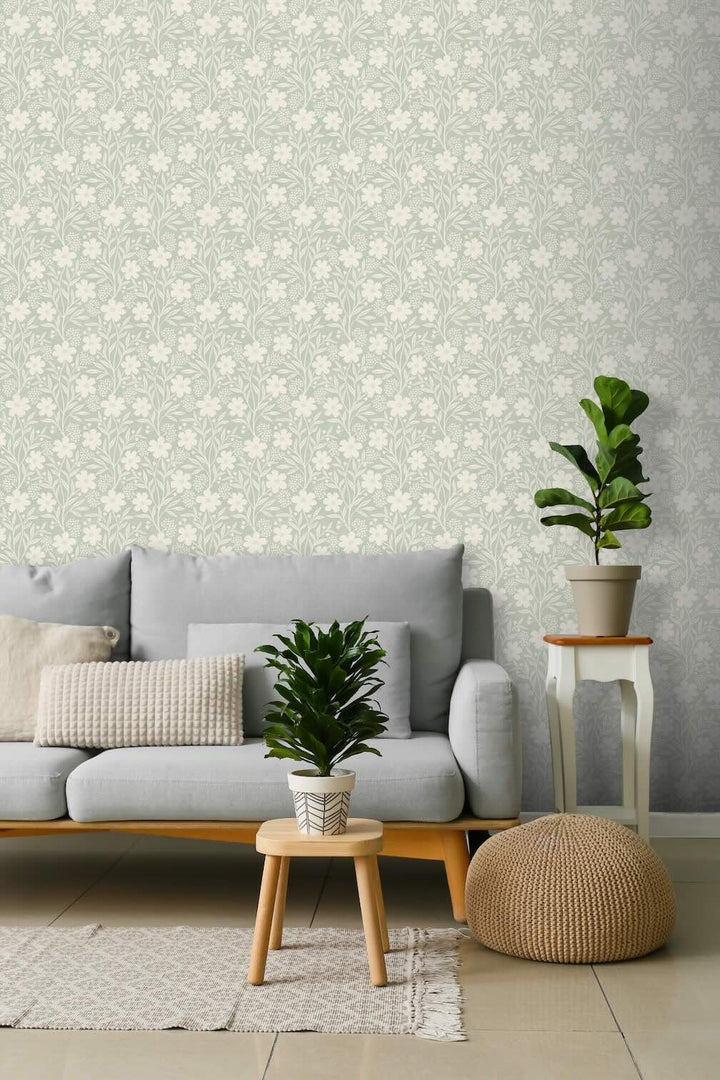 Arthouse Berry Floral Sage Wallpaper