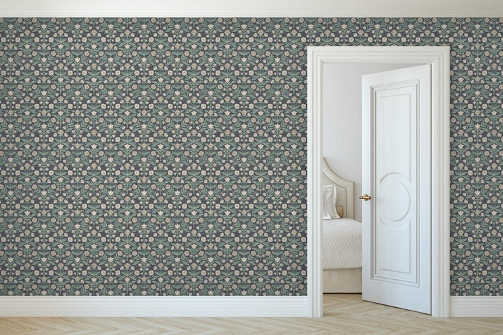 Arthouse Modern Floral Damask Navy Wallpaper