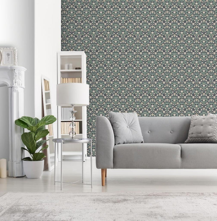 Arthouse Modern Floral Damask Navy Wallpaper