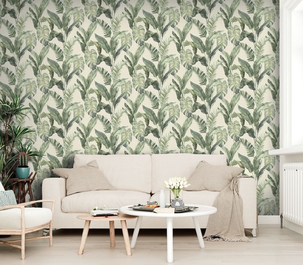 Arthouse Palm Springs Natural Green Wallpaper