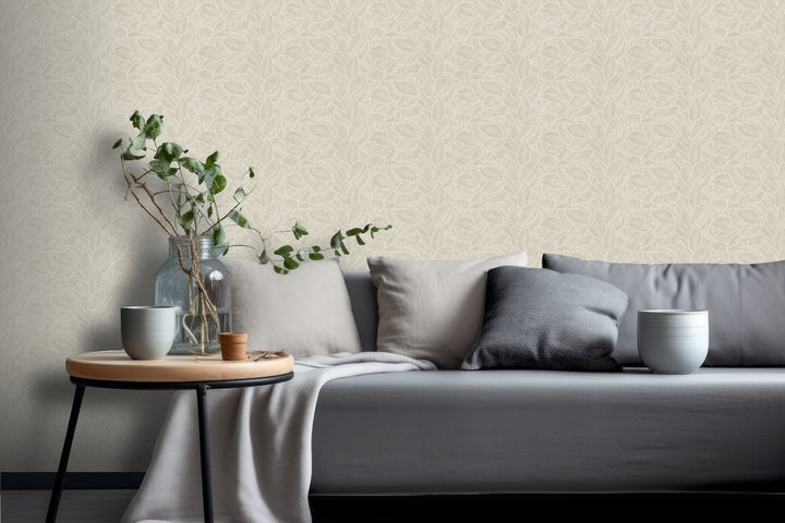 Arthouse Leaf Print Neutral Wallpaper