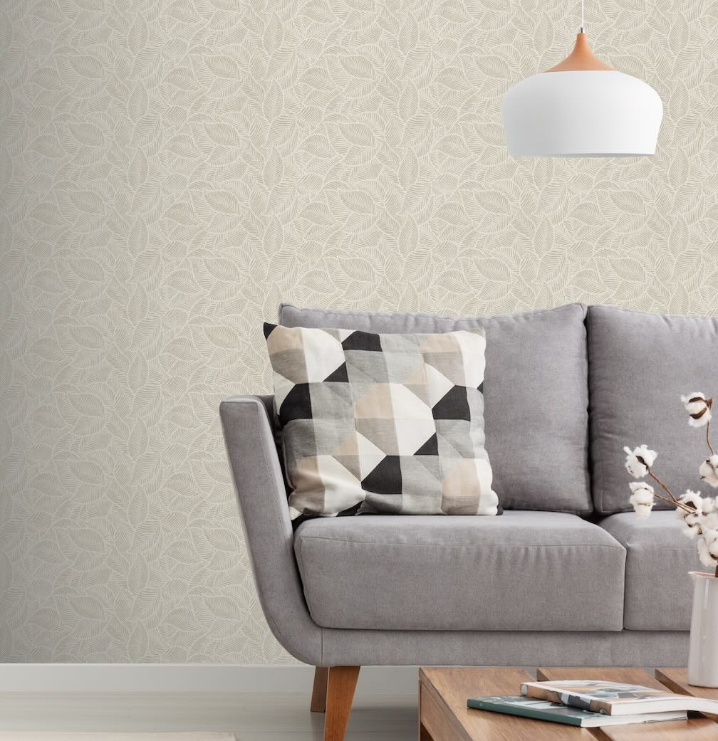 Arthouse Leaf Print Neutral Wallpaper