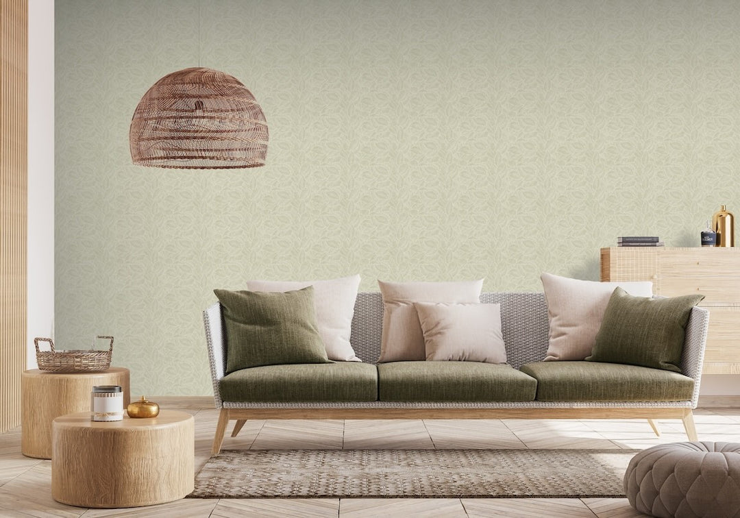 Arthouse Leaf Print Sage Wallpaper