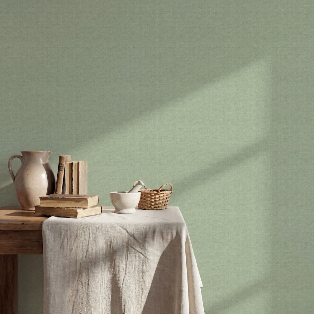 Arthouse Fabric Texture Sage Wallpaper
