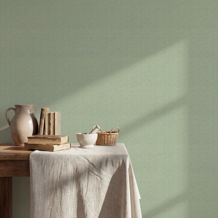 Arthouse Fabric Texture Sage Wallpaper