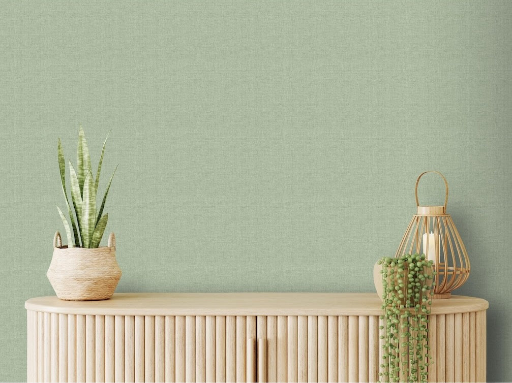 Arthouse Fabric Texture Sage Wallpaper