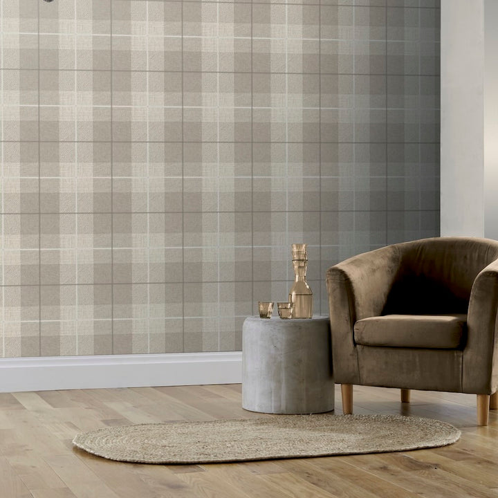 Arthouse Country Tartan Taupe Wallpaper